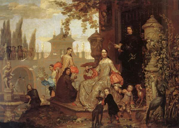Jan Van Kessel the Younger Portrait of a Family in a Garden oil painting image